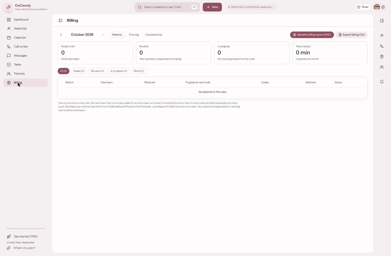 The Billing page